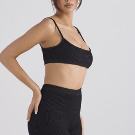 Mischa Black Ribbed Knit Bralette - Image 9