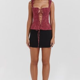 Parisa Merlot Floral Corset - Image 7