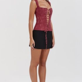 Parisa Merlot Floral Corset - Image 9