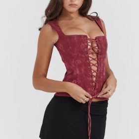 Parisa Merlot Floral Corset - Image 11