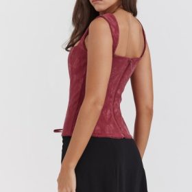 Parisa Merlot Floral Corset - Image 12