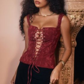 Parisa Merlot Floral Corset - Image 14