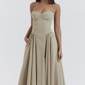 Samaria Taupe Corset Sundress - Image 5