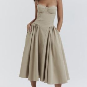Samaria Taupe Corset Sundress - Image 8
