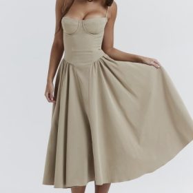 Samaria Taupe Corset Sundress - Image 9