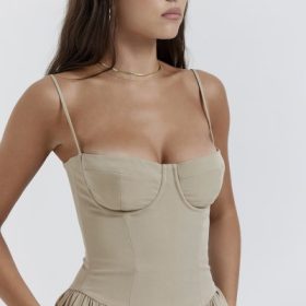 Samaria Taupe Corset Sundress - Image 11