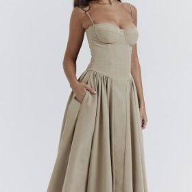 Samaria Taupe Corset Sundress - Image 12