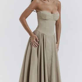 Samaria Taupe Corset Sundress - Image 13