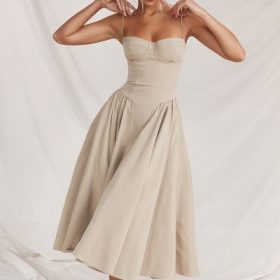 Samaria Taupe Corset Sundress - Image 18