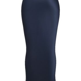 Charlene Navy Satin Bias Cut Maxi Skirt - Image 4