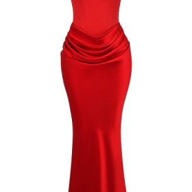 Persephone Scarlet Strapless Corset Maxi Dress - Image 2