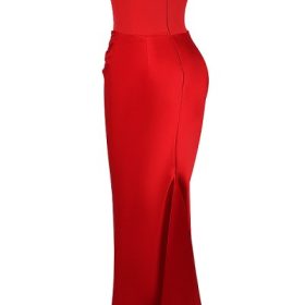 Persephone Scarlet Strapless Corset Maxi Dress - Image 3