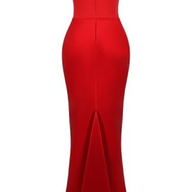 Persephone Scarlet Strapless Corset Maxi Dress - Image 4