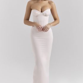Valeria Blush Satin Midi Dress - Image 6