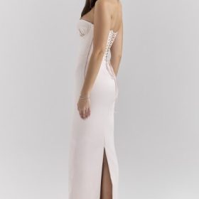 Valeria Blush Satin Midi Dress - Image 9