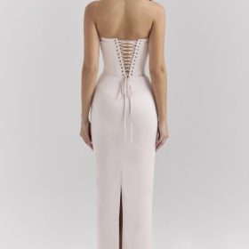 Valeria Blush Satin Midi Dress - Image 11