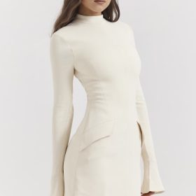 Mahalia Vintage Cream Mini Dress - Image 9