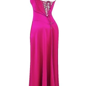 Anabella Fuchsia Lace Up Maxi Dress - Image 3