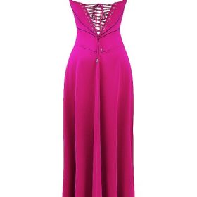 Anabella Fuchsia Lace Up Maxi Dress - Image 4