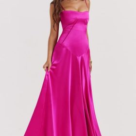Anabella Fuchsia Lace Up Maxi Dress - Image 7