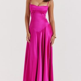 Anabella Fuchsia Lace Up Maxi Dress - Image 8
