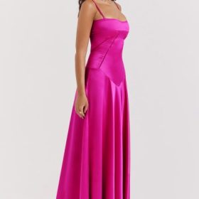 Anabella Fuchsia Lace Up Maxi Dress - Image 9