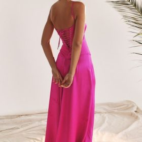 Anabella Fuchsia Lace Up Maxi Dress - Image 15