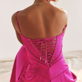 Anabella Fuchsia Lace Up Maxi Dress - Image 16