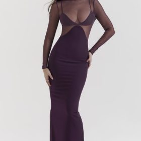 Safiya Black Grape Maxi Dress - Image 5