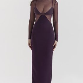 Safiya Black Grape Maxi Dress - Image 7