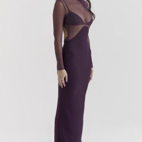 Safiya Black Grape Maxi Dress - Image 10