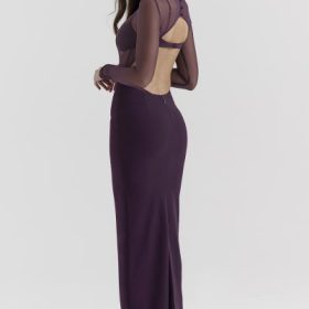 Safiya Black Grape Maxi Dress - Image 11