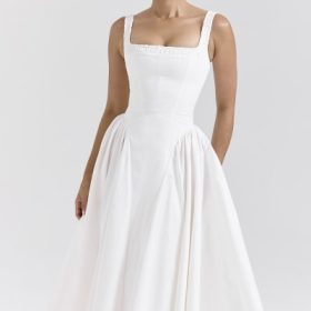 Dorothy White Cotton Midi Sundress - Image 5