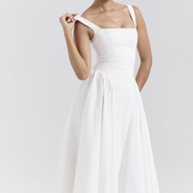 Dorothy White Cotton Midi Sundress - Image 8