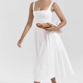 Dorothy White Cotton Midi Sundress - Image 9
