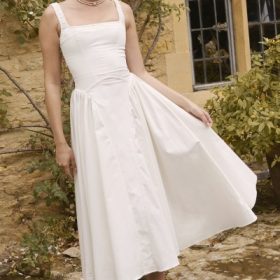 Dorothy White Cotton Midi Sundress - Image 12