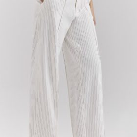 Hayden White Pinstripe High Waist Tailored Trousers - Image 13