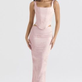 Rafa Pink Floral Satin Longline Corset - Image 7