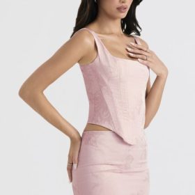 Rafa Pink Floral Satin Longline Corset - Image 9