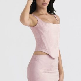 Rafa Pink Floral Satin Longline Corset - Image 10
