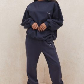 Sky Navy Fleece Back Jogging Trousers - Image 7