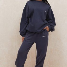Sky Navy Fleece Back Jogging Trousers - Image 8