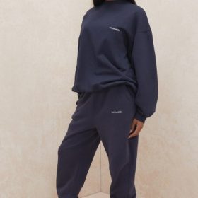 Sky Navy Fleece Back Jogging Trousers - Image 9