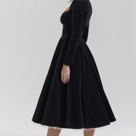 Mademoiselle Black Velvet Tulle Midi Dress + Bolero - Image 10