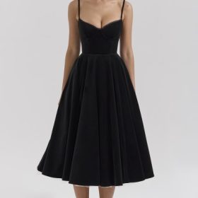 Mademoiselle Black Velvet Tulle Midi Dress + Bolero - Image 12