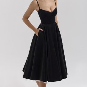 Mademoiselle Black Velvet Tulle Midi Dress + Bolero - Image 13