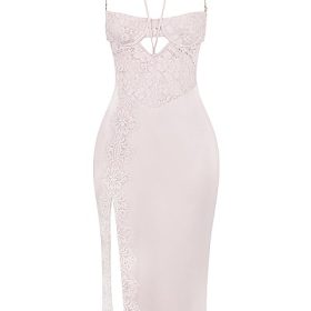 Georgia Crystal Satin and Lace Midi Dress - Image 2
