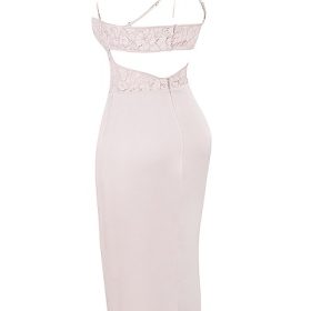 Georgia Crystal Satin and Lace Midi Dress - Image 3