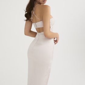 Georgia Crystal Satin and Lace Midi Dress - Image 12