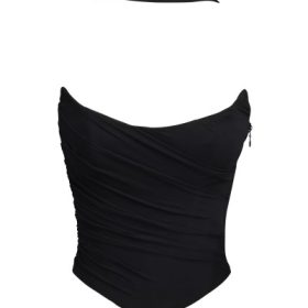 Hallie Black Strapless Corset with Neck Scarf - Image 2